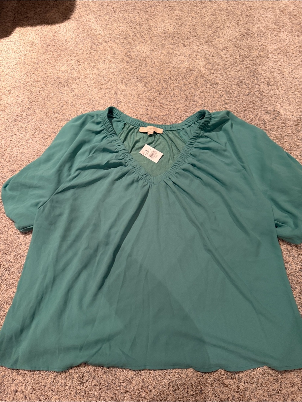 Women's Teal V-Neck Blouse